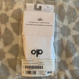 ALO Yoga White and Black Half-Crew Socks Uni-sex